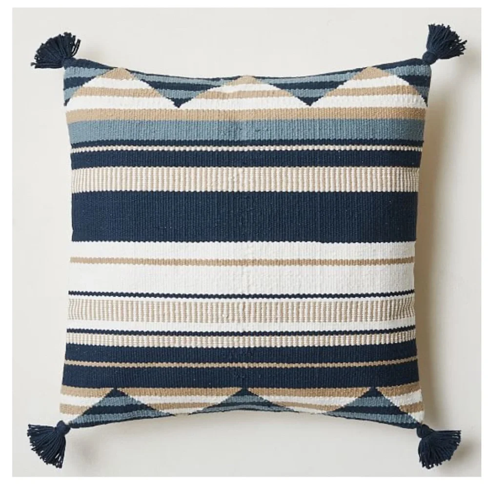 New West Elm Woven Stripe Pillow Cover, 20”, Cool Blue Multi, #2